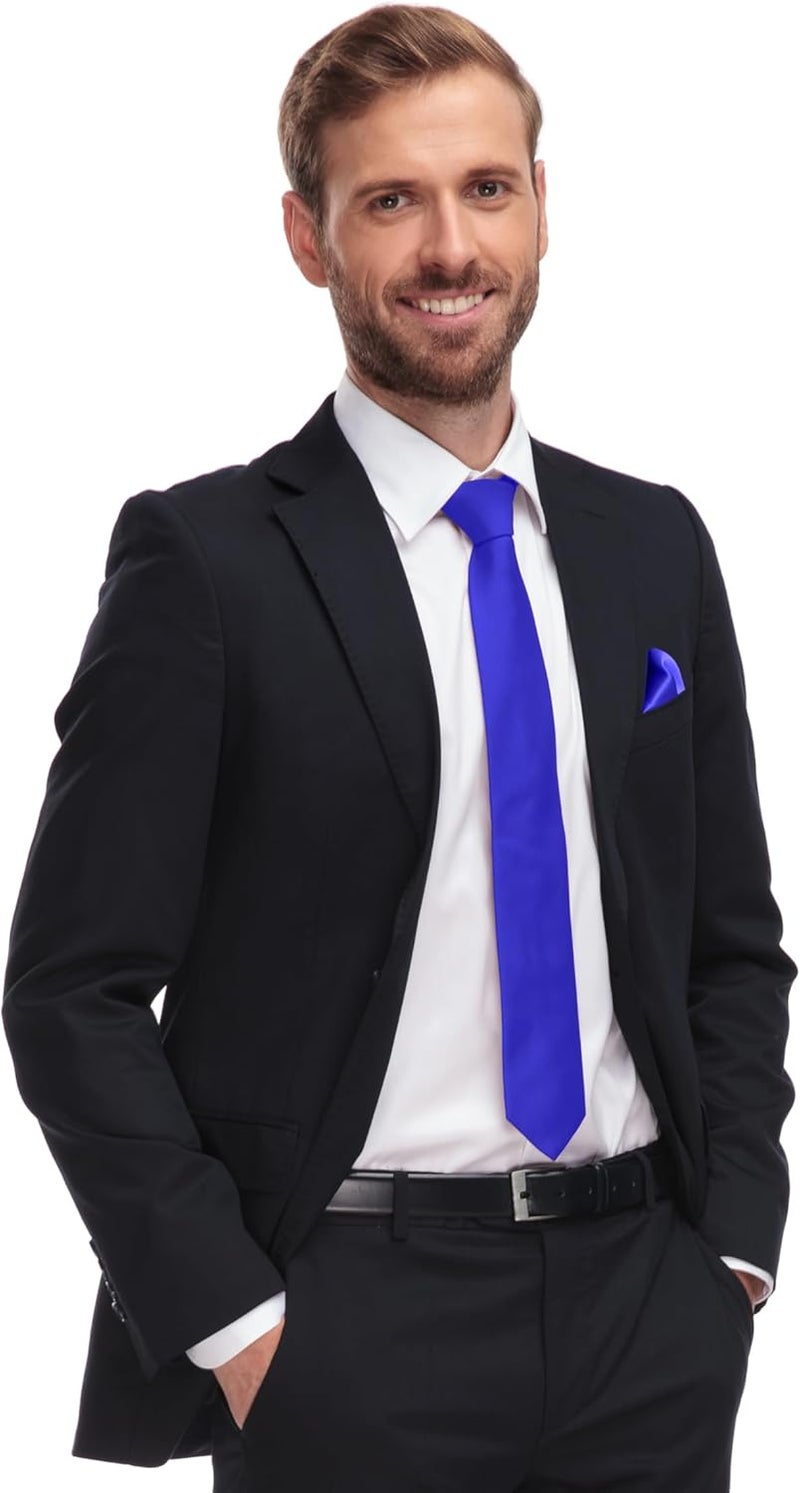 Trilece Ties for Men - Mens Solid Color Formal Necktie and Pocket Square Sets - Image 4